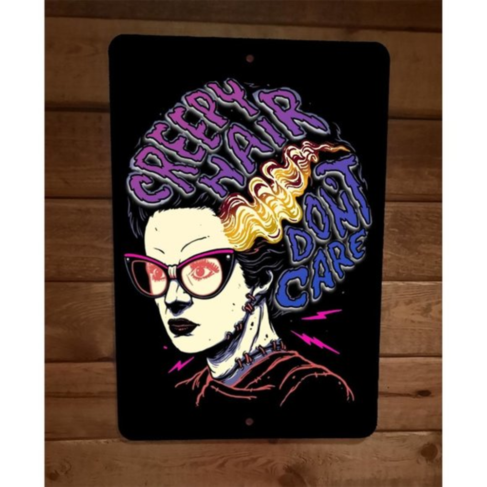 Creepy Hair‎ Dont Care Halloween Witch 8x12 Metal Wall Poster